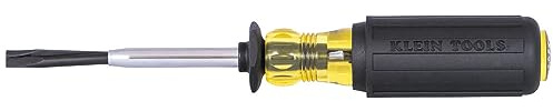 KLEIN TOOLS 6024K Slotted Screw-Holding Screwdriver, 1/4-Inch Split-Blade Flat Head Driver, Positive Gripping Action, Cushion Grip Handle