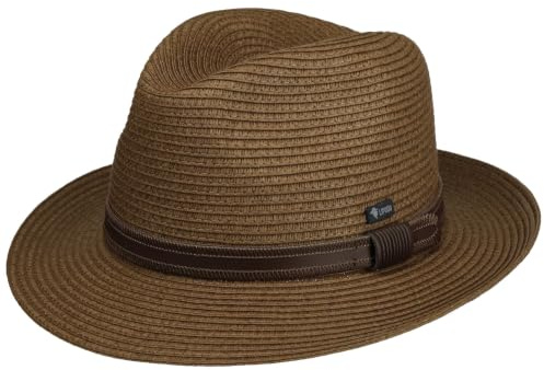 LIPODO Sombrero de Paja Mondavio Bogart Hombre - Made in Italy Sol con Banda Piel Verano Primavera/Verano - M (56-57 cm) marrón
