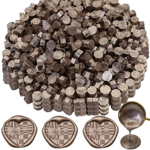 300 piezas de cera de sellado de cobre, juego de sellos de cera octagonales para estampillas, para invitaciones, tarjetas, sobres, paquetes de vino, envoltorios de regalo (cobre)
