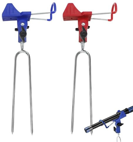 XIAQICA 2 Stück Rutenhalter Edelstahl Angelrute 360° Verstellbar Angelrutenhalter Angelzubehör Stark und Stabil Rutenständer Tragbar und Abnehmbar Rutenständer Angelhalter Angelrutenständer