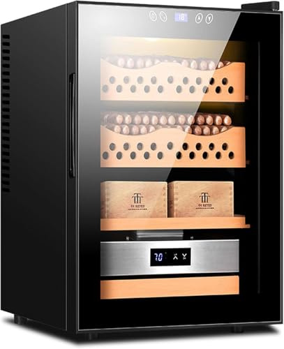 JINGEDD Cave À Cigares Électrique, 50 L, avec Étagères Et Tiroirs en Bois De Cèdre, Contrôle Intelligent De La Température, Écran Tactile