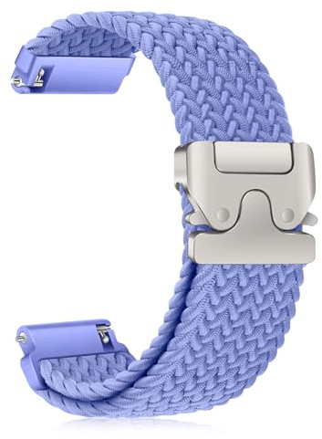 CiimWaa Vävda klockband 18 mm/20 mm/22 mm, flätat nylonarmband fallskärmsspänne remmar, töjbara sportband ersättning kompatibel med Huawei/Garmin/Ticwatch [18 mm lila]