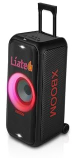 LG XBOOM La Bestia DXL7T - Altavoz de Gran Potencia, 250W, Karaoke, Luces y Pantalla LED, Efectos de DJ, Bluetooth, Asa Telescópica y Ruedas, Resistencia IPX4,con BATERÍA hasta 20 Horas, Negro