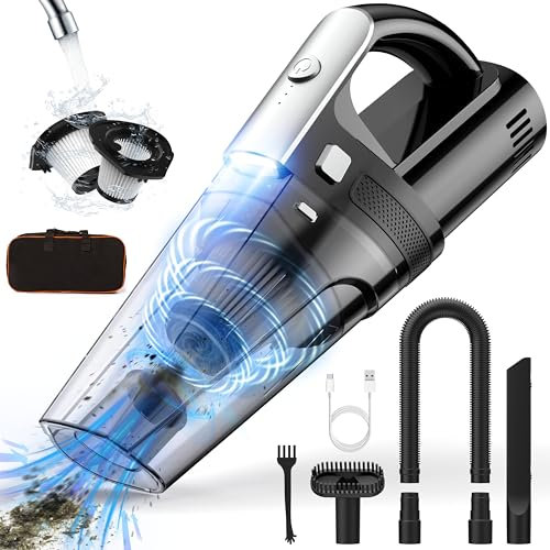 NIWOHOM Aspirateur Voiture Puissant sans Fil, 7500Pa/12000Pa Mini Aspirateur avec LED, 120W Portable Aspirateur de Table, Sec et Humide Petit Aspirateur avec Filtre HEPA pour Canapés et Voitures