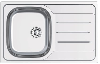 Edesa Kitchen Sink on Countertop 1 Square Basin 1 Drainer Weathervane SE 79 x 50 cm Stainless Steel Depth 18 cm Absorbent Bottom Accessories Included Grey