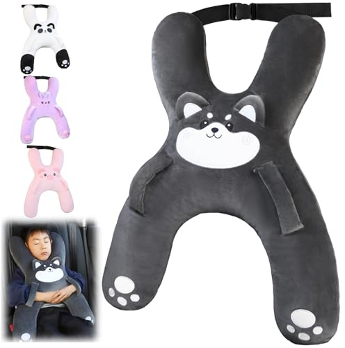 AUNGCSHE Almohada para dormir en forma de H para niños y niños, cojín de viaje para niños, adecuado para viajar, avión, tren, viaje autopropulsado (gris)