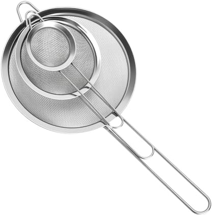 3 Pièces Passoire Cuisine en Acier Inoxydable Passoires à Huile Passoire Filtre de Maille Cuillère Écumoire pour Résidus de Filtre 7/12/18 cm