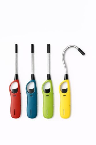 Set 4 Accendigas Lunghi Flessibili – Accendini a Fiamma Lunga per Cucina, Fornelli, Barbecue e Candele – Ricaricabili, Sicuri e Pratici – LEMAG SRL