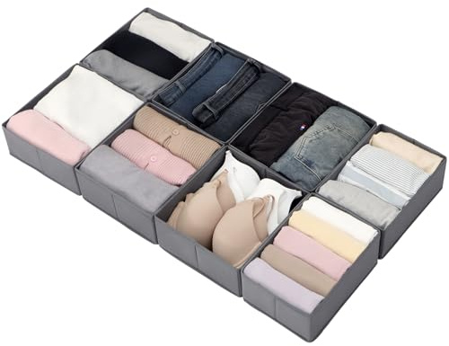 LAJIAKE Set med 8 lådor organisatör lämplig för PAX garderob 100 × 58 cm vikbar lådinsats för kläder och barnkläder, modulär design, stabil, grå
