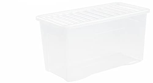 110 Litre Extra Large Clear Plastic Storage Box with Clear Lid