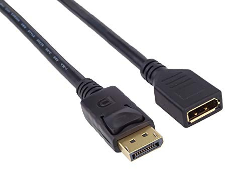 PremiumCord Cable alargador DisplayPort M/F 3 m, hasta 10,8 Gbps, Compatible con vídeo Full HD 1080p, HDCP, Color Negro
