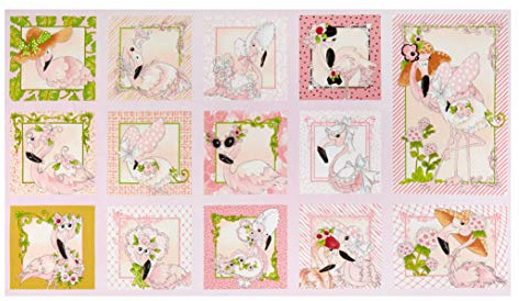 Loralie Designs Flamingo Fancy 24'' Flams Panel Pink Quilt Fabric