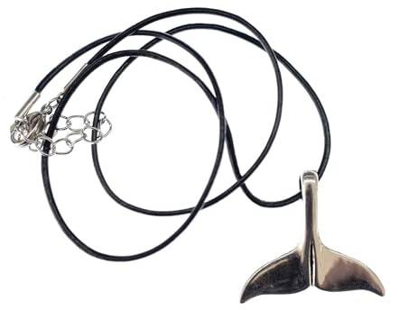Miniblings Cola Fluke 45 cm Colgante Collar de la Cadena WAL Cuero delfín Ballena - Plata Cadena de eslabones - joyería Hecha a Mano Moda