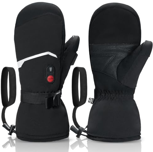 Day Wolf Heated Ski Mittens - Waterproof, 10-Hour Rechargeable Battery, USB-C PD Fast Charging Winter Gloves for Snowboarding & Skiing, Men & Women