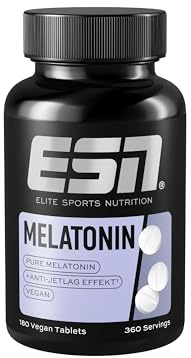 ESN Melatonin Sleep Aid, 180 Tabletten, 0,5 mg reines Melatonin pro Tagesportion, Anti-Jetlag-Support - made in Germany
