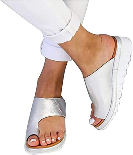 BBPM Sandales De Correction des Pieds Correcteur D'oignons pour Gros Orteils Sandales Orthopédiques avec Soutien Redresser Les Chaussures pour Hallux Valgus Métatarsalgie,Blanc,EU38/US7