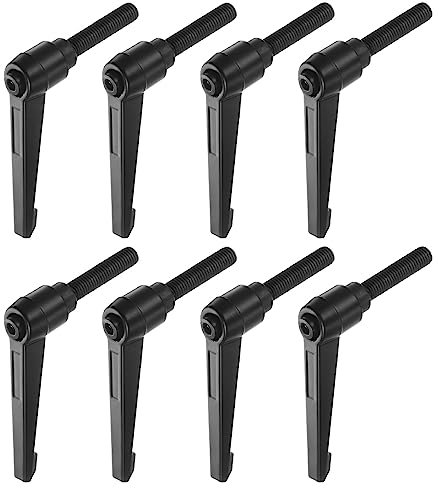 QUARKZMAN 8pcs Réglable Serrage Levier Poignées M10 x 50mm Homme Filetage Fileté Goujon Boulon Boutons Rotatif Vis Verrouillage Rapide Libérer Cliquet Pousser Bouton Poignée, Noir