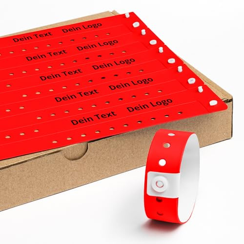 Bracelets du Vinyle avec Une Personnalisée 100pce 19x255 mm rouge terne