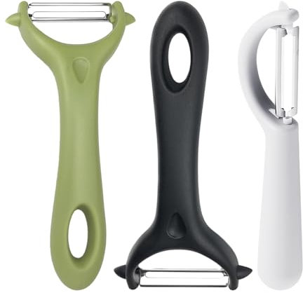 2 Pieces of Y-Type Peelers and 1 Piece of P-Type Peeler, Stainless Steel Manual Peeler, Multi-Functional Planer, Kitchen Utensils, Suitable for Peeling Fruits (Green, Black)