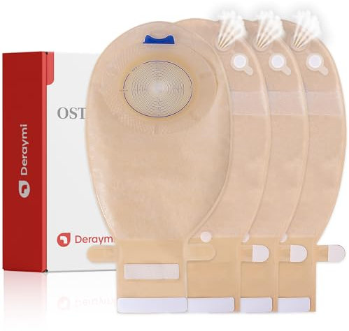 DERAYMI 20 sacchetti per stomia, monopezzo per colostomia, con sfiato, 20 – 66 mm, tagliabili, per la colonscopia, per la cura della stomia