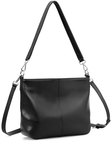 befen Umhängetasche aus echtem Leder für Damen, Schultertaschen und Hobo-Tragetaschen für Damen, mit 2 Riemen, perfektes Weihnachtsgeschenk, Schwarz , 12.40''(L) x 3.74''(W) x 9.06''(H)