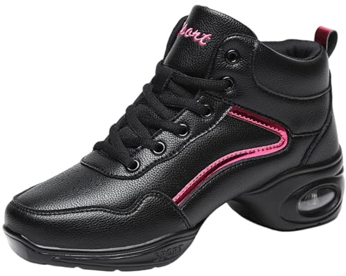 Serenitison Scarpe da Ballo Sportive,Scarpe da Aerobica Alte,Fitness Ginnastica Sneakers,Jazz Moderno Danza Sneakers,Scarpe da Ballo per Adulti in Pelle,per Ginnastica,Valzer,Foxtrot,Discoteca
