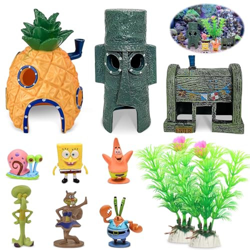 NHYDZSZ 11 PCS Ananas Form Aquarium Deko, Kleine Fische Tank Ornament Zubehör, Landschaft Ananas Haus für Unterwasser Dekoration, Fischteich