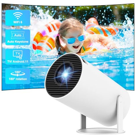 [2025 Upgraded & Built-in Apps] Mini Projector 4K with WiFi 6 Bluetooth,4K Support Smart Portable Projector Android 11,Auto Keystone,12000 Lumens Outdoor HY300Pro Projectors for Bedroom/Gaming/Phone
