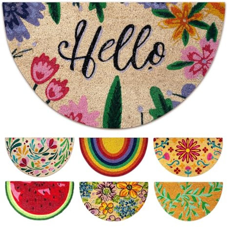 LUA VIKA Coir Doormat - Hello - 40x70 cm - Outdoor Door mat - Front Door mat outside - Half moon Doormats outside