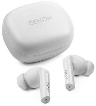 Denon AH-C840NCW True Wireless Blueooth In-Ear Headphones with Active Noise Cancelling, Water Resistant Earbuds with Crystal Clear Call Quality - White