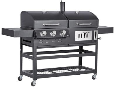 BBQ Kingdom Dual Fuel Gas & Charcoal BBQ - Large 3 Burner Grill