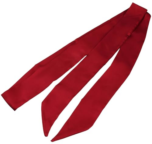 GORGECRAFT 2pz Sciarpa A Nastro Rossa Elegante Tinta Unita Sciarpa Sottile Pura Lunga Sciarpa Cravatta Cintura in Raso Fascia per Capelli Cravatta A Nastro Camicie Jeans Abiti Maniglia Borsa