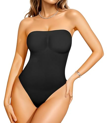 MUNSKT Body Sculptant Femme String Sans Bretelles Bretelle Bodysuit Body Gainant Ventre Plat Shapewear Bodysuit Gaine Amincissante Shapewear Body (ferreux, S)