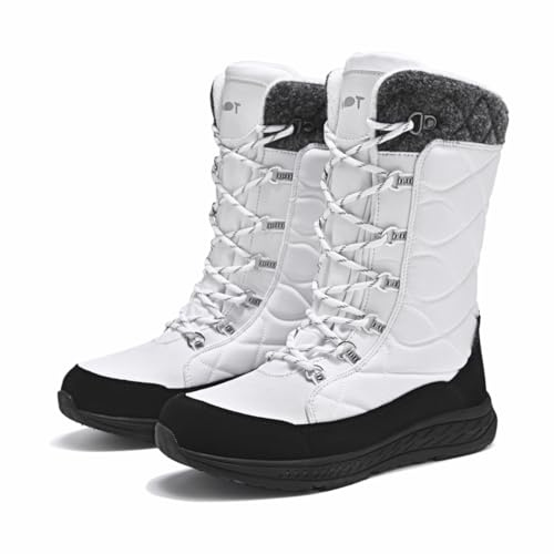 Merdoo Botas de Nieve Mujer Invierno Impermeables Botines Cálidos con Forro Suave y Suela Antideslizante Zapatos para Exteriores Winter Snow Boots Blanco 40