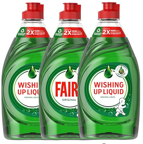3x Fairy Original Washing Up Liquid 320ml – Dishwashing Liquid Green | Powerful Dishwashing Liquid, Tough on Grease Gentle on Hands