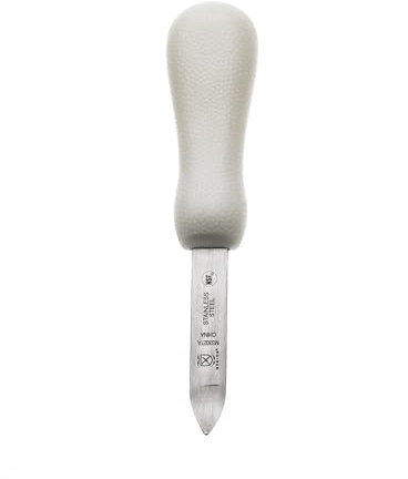 Mercer Culinary New Haven Style Bent Tip Oyster Knife with Poly Handle, 2-3/4 Inch, White