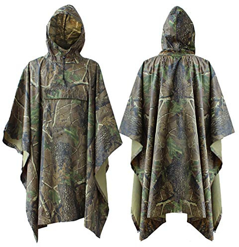 ElifeAcc Waterproof Poncho Multifunctional Rain Poncho Adult Waterproof for Outdoor Activities（Upgrade-Camouflage1）