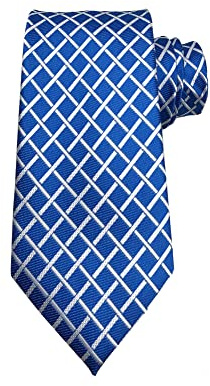 Wehug Cravate en soie pour homme avec motif à carreaux classique tissée jacquard, bleu, 3.1 inch