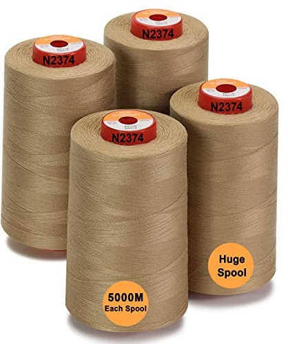 New brothread - 28 Opzioni - 4 Grandi Bobina di 5000M per tutti gli usi Filo da Cucito in Poliestere 40S/2 (Tex27) per Cucito, Quilting, Patchwork, Serger e Overlock - Beige