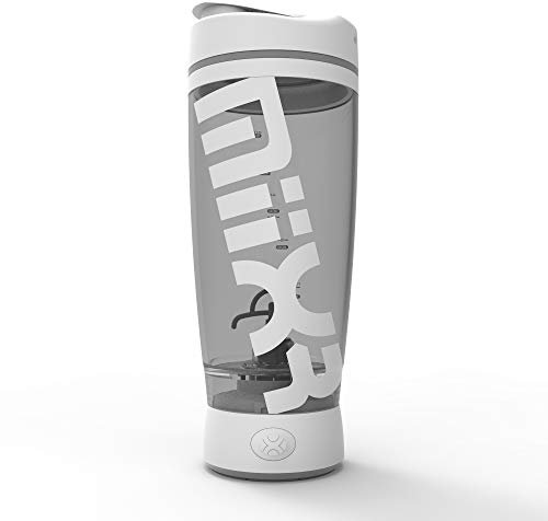 Promixx Original Shaker Bottle (MiiXR Edition) - Battery-powered for Smooth Protein Shakes - BPA Free, 600ml Cup (White/Grey)