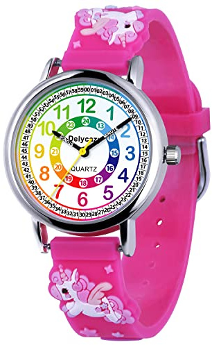 Delycazy Orologio Bambina Bambino, 12 e 24 Orario Movimento al Quarzo Orologio per Bambini, Regalo per Ragazze Ragazzi 4 5 6 7 8 9 10 Anni