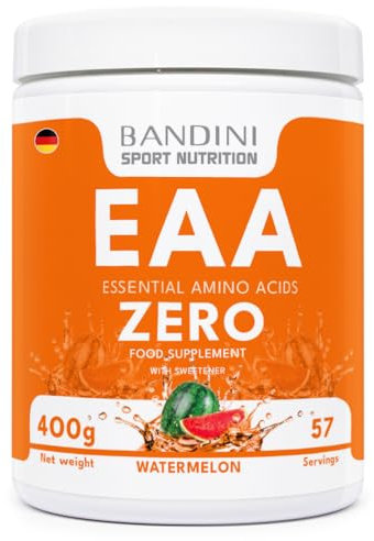 Bandini® EAA 400 g Powder - Con 9 Amminoacidi Essenziali Fermentati e Ramificati BCAA 2:1:1 - Essential AMINO in Polvere - Recupero Muscolare - Intra Pre Post Workout - EAAs 100% Vegan Gusto Anguria