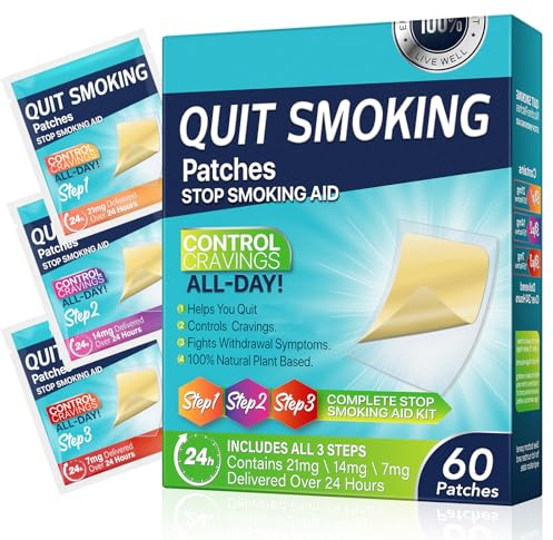 Quit Smoking Patches Step 1 2 3 Stop Smoking Aids Patches, 30 Count Quit Smoking Stickers that Work with 2 Weeks, Anti Smoking Patches 60mg