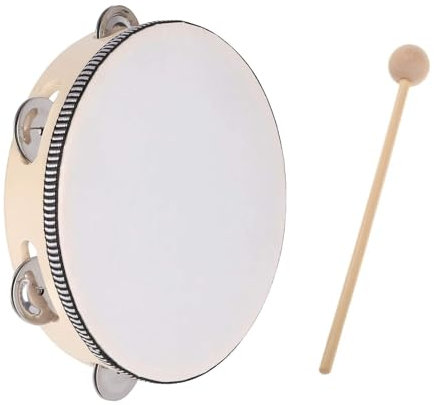 Holz Handtrommeln Set - Tambourin, Einreihige Handtrommel, Handheld Tamburin, Percussion-Handtrommeln für Kinder, Mit 1 Schlägel für Party, Schule und Frühpädagogisches, 8 Zoll