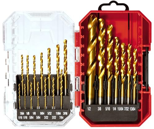 21Pcs M35 Cobalt Titanium HSS Drill Bit Set, Quick Change Impact Driver Bits for Wood, Metal, Plastic, Aluminum Alloy, 1/16 to 1/2 with Indexed Storage Case