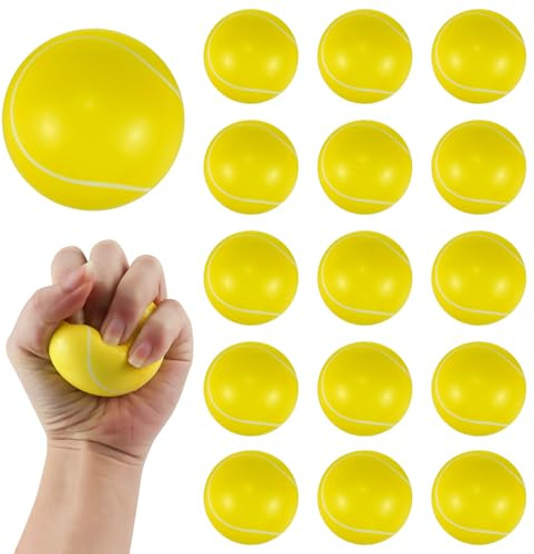UptVin 15 Pcs Yellow Mini Foam Balls, Soft Tennis Balls for Kids Adults Indoor Outdoor Sports Games (63 mm)