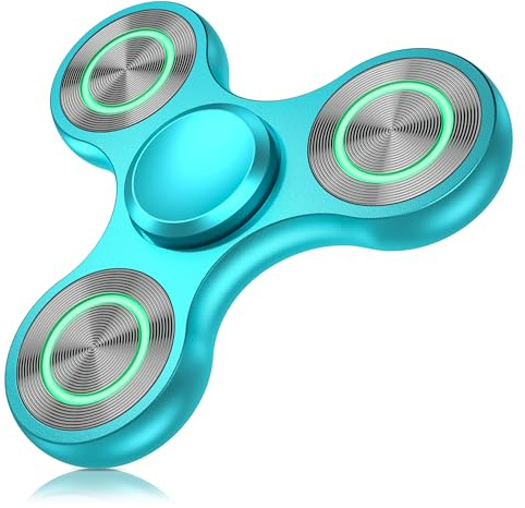 Coolden Fidget Spinner Metall Leuchtend Finger Fidget Toys für Kinder Erwachsene Hand Spinner Stainless Steel Bearing Sensory Handkreisel ADHS Anti Stress Spielzeug Fidget Toy Blau