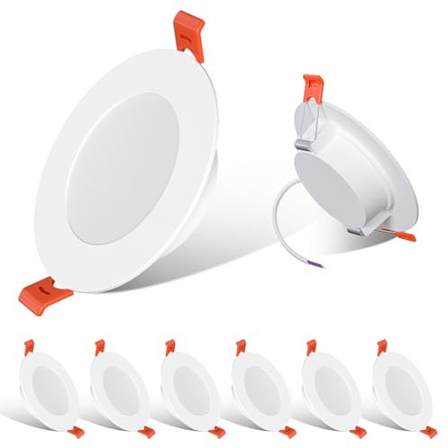 ChangM LED Encastrable Extra Plat 8W, 2700K Blanc Chaud Spots de Plafond Encastrable AC220-240V, Découpe 68-80mm, Spot Salle de Bain IP44 Encastré pour Salon Cuisine, Lot de 6