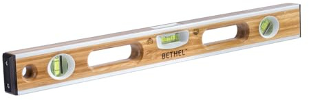 BETHEL Nivel de bambú de 24 pulgadas, nivel de luz resistente a la adherencia del mortero, con tubos de nivelación acrílicos dobles curvados para aplicaciones de mampostería y nivelación general