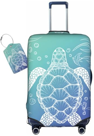 Vridoyt Ocean Sea Turtle Luggage Cover Washable Suitcase Protector, Turtle Theme Party Luggage Tag Travel Birthday Gifts For Men Women (S 18-21 Inch Luggage)